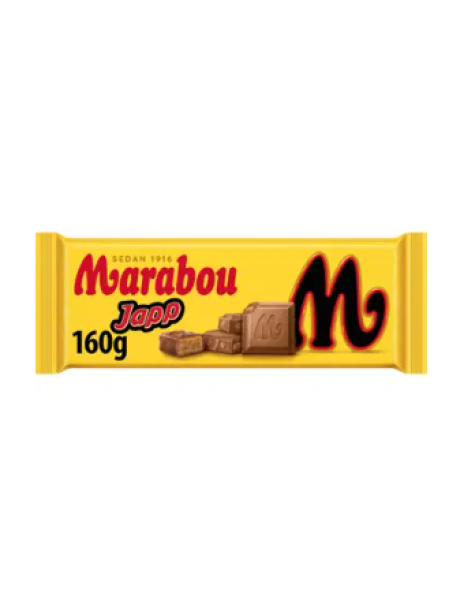 Шоколадная плитка Marabou Japp 160 г с кусочками шоколадного батончика Japp