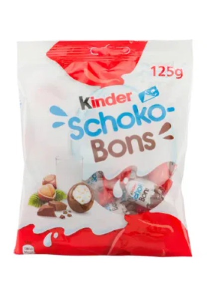 Молочный шоколад Kinder Schokobons с начинкой из молочного фундука 125 г 