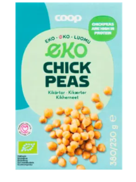 Нут в рассоле органический Coop Kikherneet Luomu 380/230г