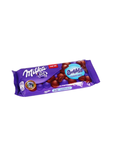 Воздушный шоколадный десерт Milka Bubbly 90 г из смеси молочного и белого шоколада