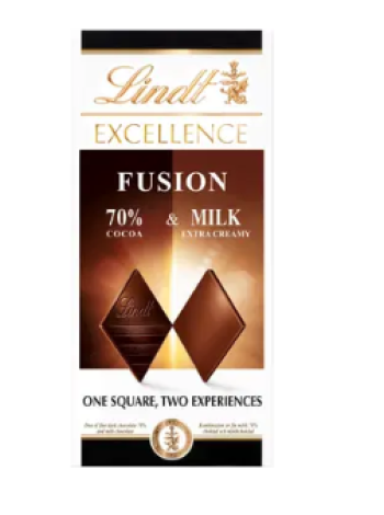 Плитка темного и молочного шоколада LINDT EXCELLENCE FUSION 100 г