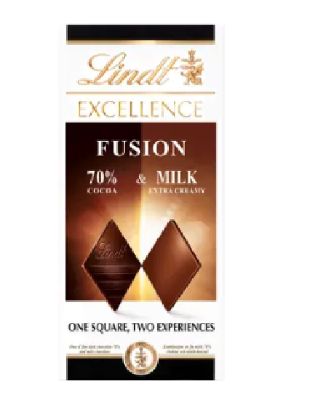 Плитка темного и молочного шоколада LINDT EXCELLENCE FUSION 100 г
