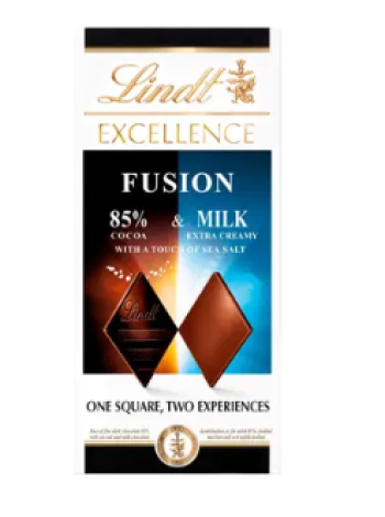 Плитка темного и молочного шоколада  LINDT Excellence Fysion 100г 