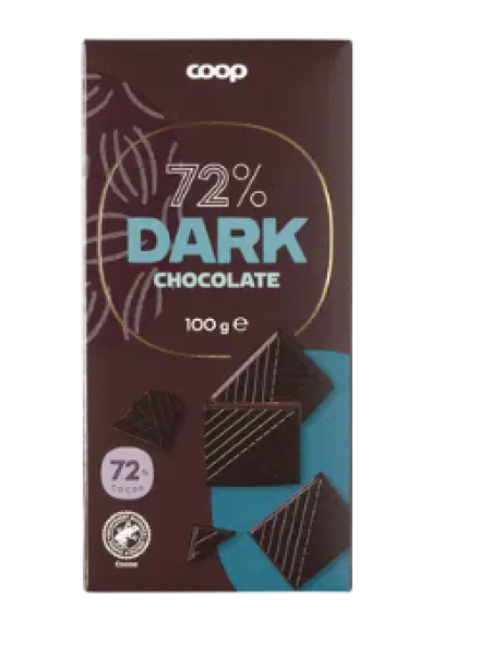 Плиточный тёмный шоколад Coop tumma suklaa 100 г с содержанием какао не менее 72% 
