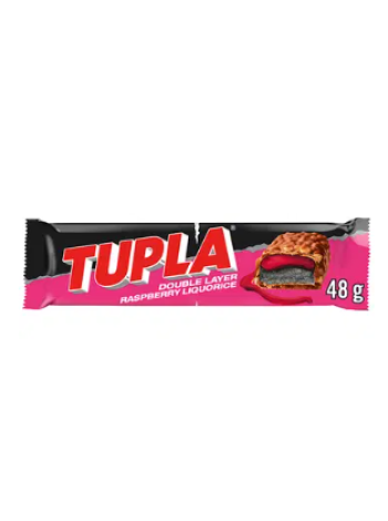 Двухслойный шоколадный батончик с малиной и лакрицей Tupla Double Layer Raspberry Liquorice 48 г