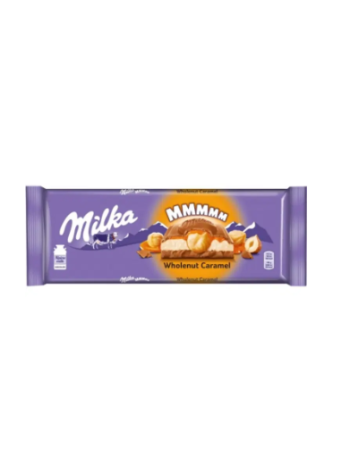 Шоколад молочный с целым лесным орехом и карамельной начинкой Milka Toffee 300 г