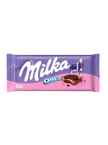 Молочный шоколад со вкусом клубники и печеньем Oreo Milka 92 г