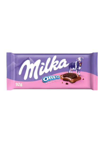 Молочный шоколад со вкусом клубники и печеньем Oreo Milka 92 г
