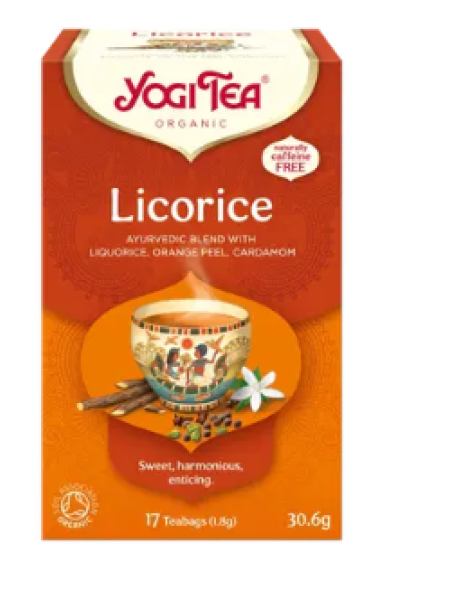 Органический чай со вкусом лакрицы Yogi Tea Luomu Liquorice Maustetee Ayurvedinen 17x1,8 г