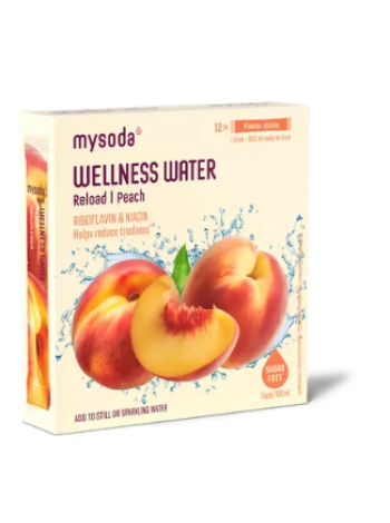 Порошок для приготовления напитка Mysoda Wellness Water 12 x 4 г со вкусом персика 