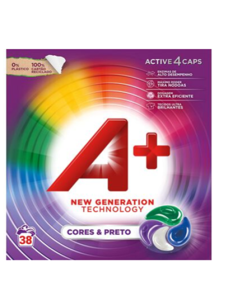 Капсулы гелевые для стирки А+ Cores & Preto 4в1 38 шт для цветного белья 