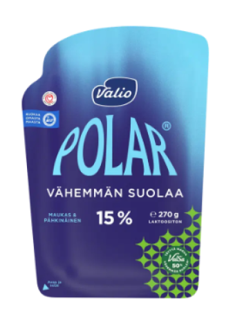 Сыр Valio Polar Vähemmän Suolaa 15% 270г в нарезке с пониженным содержанием соли 