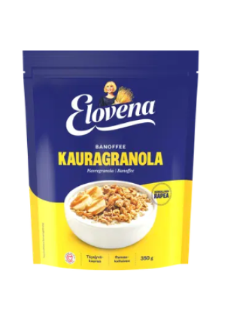 Мюсли гранола Elovena banoffee kauragranola 350 г со вкусом банана и ириски
