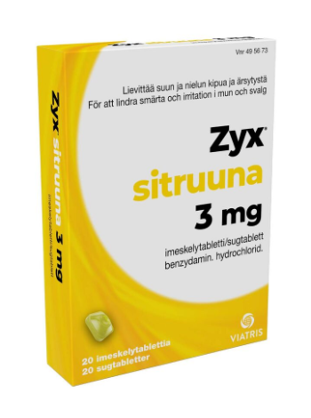 Таблетки для полости рта и горла ZYX SITRUUNA 3 мг 20шт