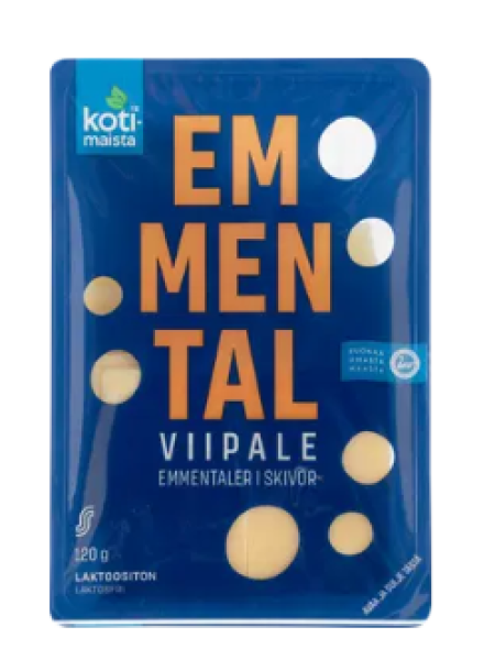 Сыр в нарезке Эмменталь Kotimaista emmentaljuusto viipale 120 г