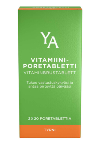 Биологически активная добавка YA Vitamiiniporetabletti Tyrni 2x20 шт со вкусом облепихи