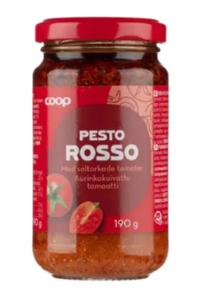 Песто из красных томатов с вялеными помидорами Coop Pesto Rosso aurinkokuivattu tomaatti 190 г