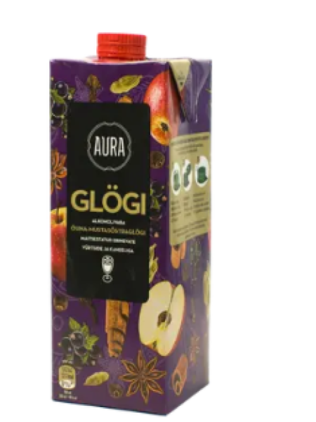 Глинтвейн Aura Glögg со вкусом яблока и черной смородины 1 л