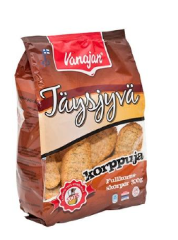 Цельнозерновые сухарики Vanajan Täysjyväkorppuja 300г