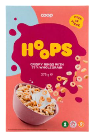 Цельнозерновые колечки для завтрака Coop Hoops 375 г