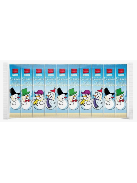 Леденцы с белым шоколадом Favorina Weihnachts-Schoko-Lollys 10х15 г снеговики