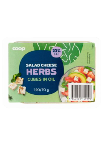 Кубики сыра с зеленью в масле Coop salaattijuustokuutiot mausteyrtit 120/70г