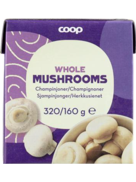 Грибы целые в рассоле Coop kokonaiset herkkusienet suolaliemessä 320/160г