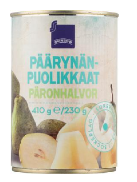 Груша половинками в сахарном сиропе Rainbow Rainbow päärynänpuolikkaat sokeriliemessä 410/230 г