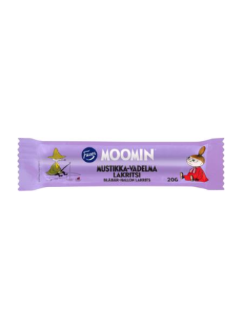 Лакричный батончик Fazer Moomin Mustikka-Vadelma 20г черника-малина