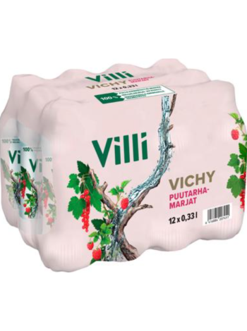 Газированная вода со вкусом малины и красной смородины Villi Vichy Puutarhamarjat 0,33л х 12 шт
