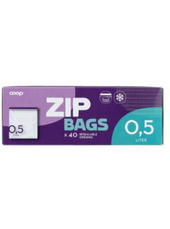 Пакеты для хранения продуктов с замком Coop Bags 0,5л х 40 шт