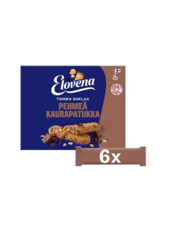 Батончики зерновые Elovena 6х30г темный шоколад  