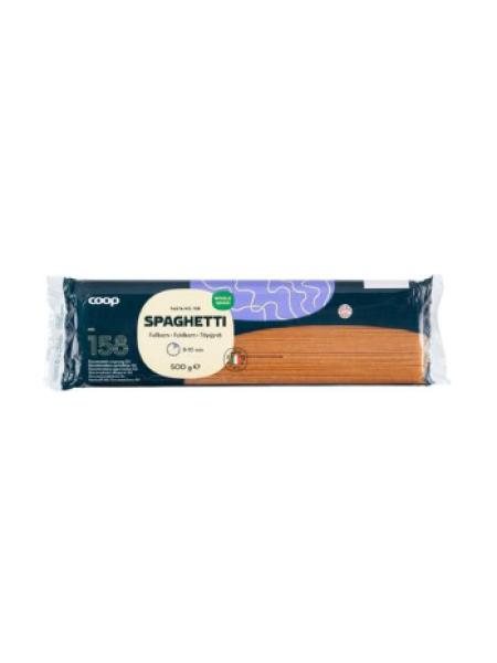 Спагетти Coop täysjyväspagetti 500 г из цельнозерновой муки