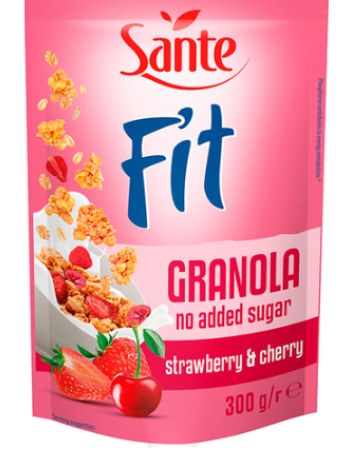 Мюсли жареные клубника-вишня SANTE FIT GRANOLA 300г без добавления сахара