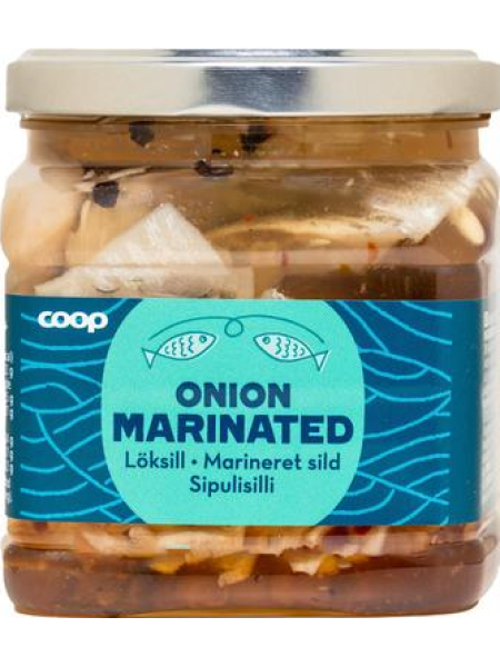 Кусочки сельди в луковом соусе Coop sipulisilli 500/245г