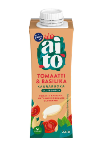 Овсяная заготовка для приготовления пищи Fazer Aito Kauraruoka Tomaatti & Basilika 2,5дл без глютена
