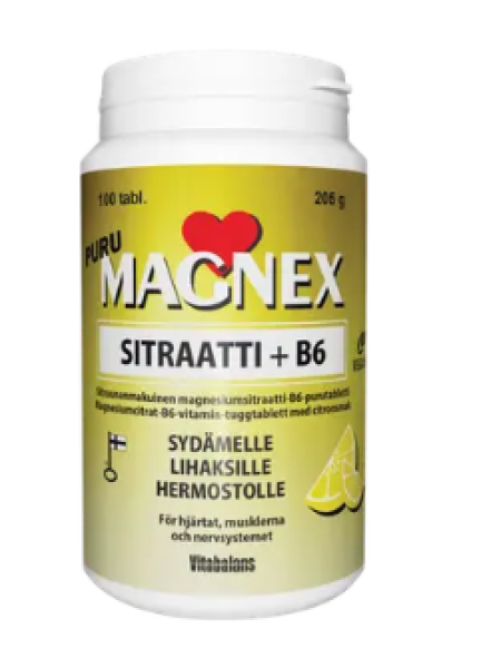 Жевательные таблетки Magnex Sitraatti 375 мг + витамин В6 100 таб лимонный вкус 