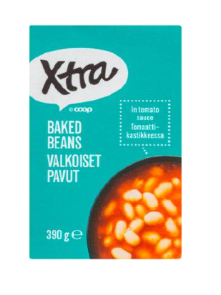 Белая фасоль в томатном соусе Xtra Valkoiset pavut tomaattikastikkeessa 390 г