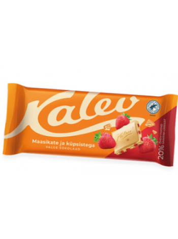 Белый шоколад Kalev с клубникой и кусочками печенья 100 г