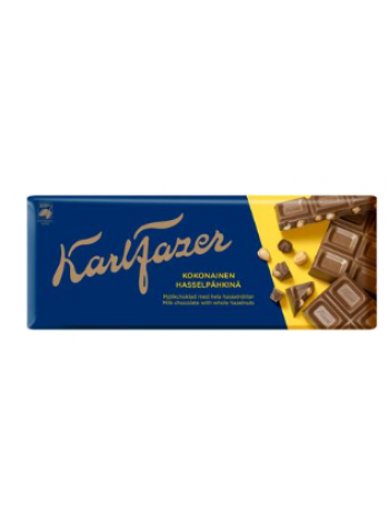 Шоколадная плитка Karl Fazer с целым фундуком 200г