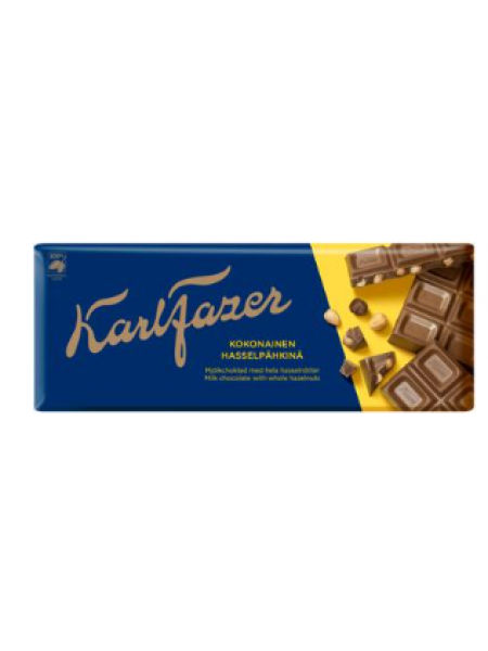 Шоколадная плитка Karl Fazer с целым фундуком 200г
