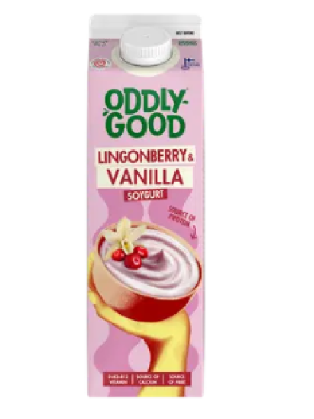 Соевый йогурт Oddlygood Soygurt puolukka-vanilja 1 кг брусника-ваниль