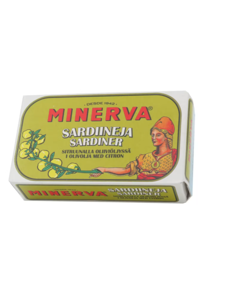 Сардины с лимоном в оливком масле Minerva Sardiineja sitruunalla oliiviöljyssä 120г/85г