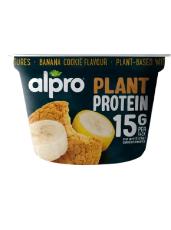 Ферментированный соевый продукт Alpro High Protein banaani keksinmakuinen 200г со вкусом банана и печенья