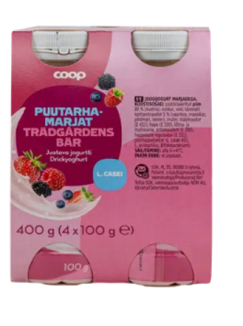 Йогурт питьевой Coop juotava jogurtti puutarhamarjat 4x100 г лесные ягоды