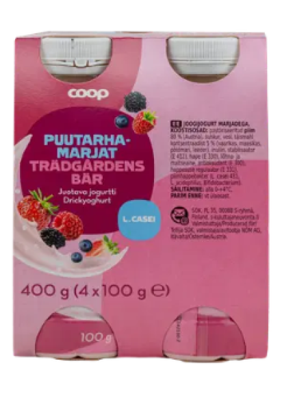 Йогурт питьевой Coop juotava jogurtti puutarhamarjat 4x100 г лесные ягоды