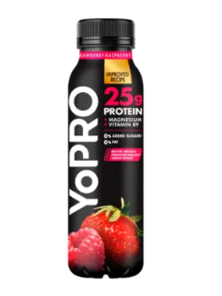Высокобелковый питьевой йогурт Danone YoPro 300 г со вкусом клубники и малины без лактозы 