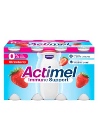 Йогуртовый напиток Danone Actimel 8 x 100 г со вкусом клубники без добавления сахара 