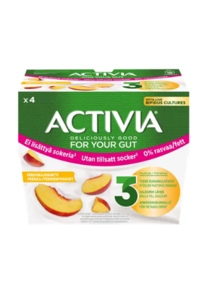 Питьевой йогурт Danone Activia persikkajogurtti 4x125г персик без добавления сахара 0% жира