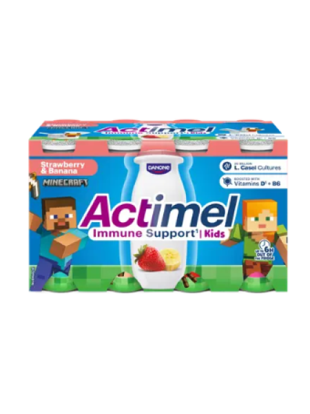 Детский питьевой йогурт Danone Actimel  8 x 100 г со вкусом клубники и банана 
